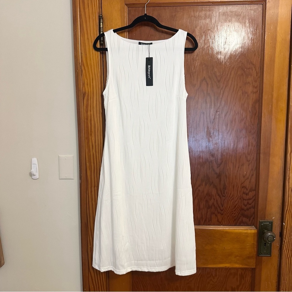 Allegra K White Sleeveless Shift Dress Size Large